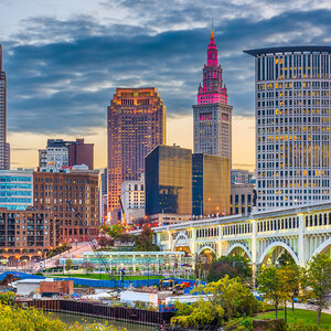 The Cleveland skyline. The Cleveland skyline.