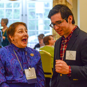 Irene P. Rodgers and one of the students her scholarships have helped in the past. Irene P. Rodgers and one of the students her scholarships have helped in the past.