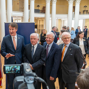 Paul Manning, UVA Health CEO Dr. K. Craig Kent and University Rector Whitt Clement answer media questions following Friday’s announcement.  Paul Manning, UVA Health CEO Dr. K. Craig Kent and University Rector Whitt Clement answer media questions following Friday’s announcement.