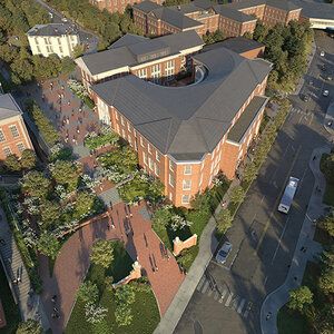 An aerial rendering of McIntire School of Commerce An aerial rendering of McIntire School of Commerce