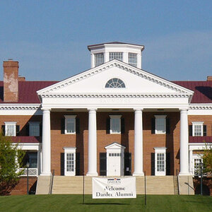 The façade of a neoclassical college building.