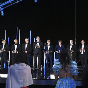 Breakthrough Prize recipients lined up during the ceremony.