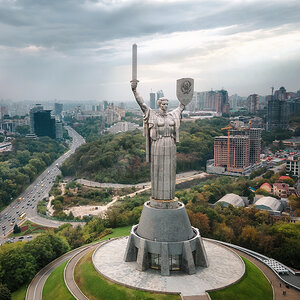 "Motherland" is a monumental sculpture in Kiev on the right bank of the Dnieper. "Motherland" is a monumental sculpture in Kiev on the right bank of the Dnieper.
